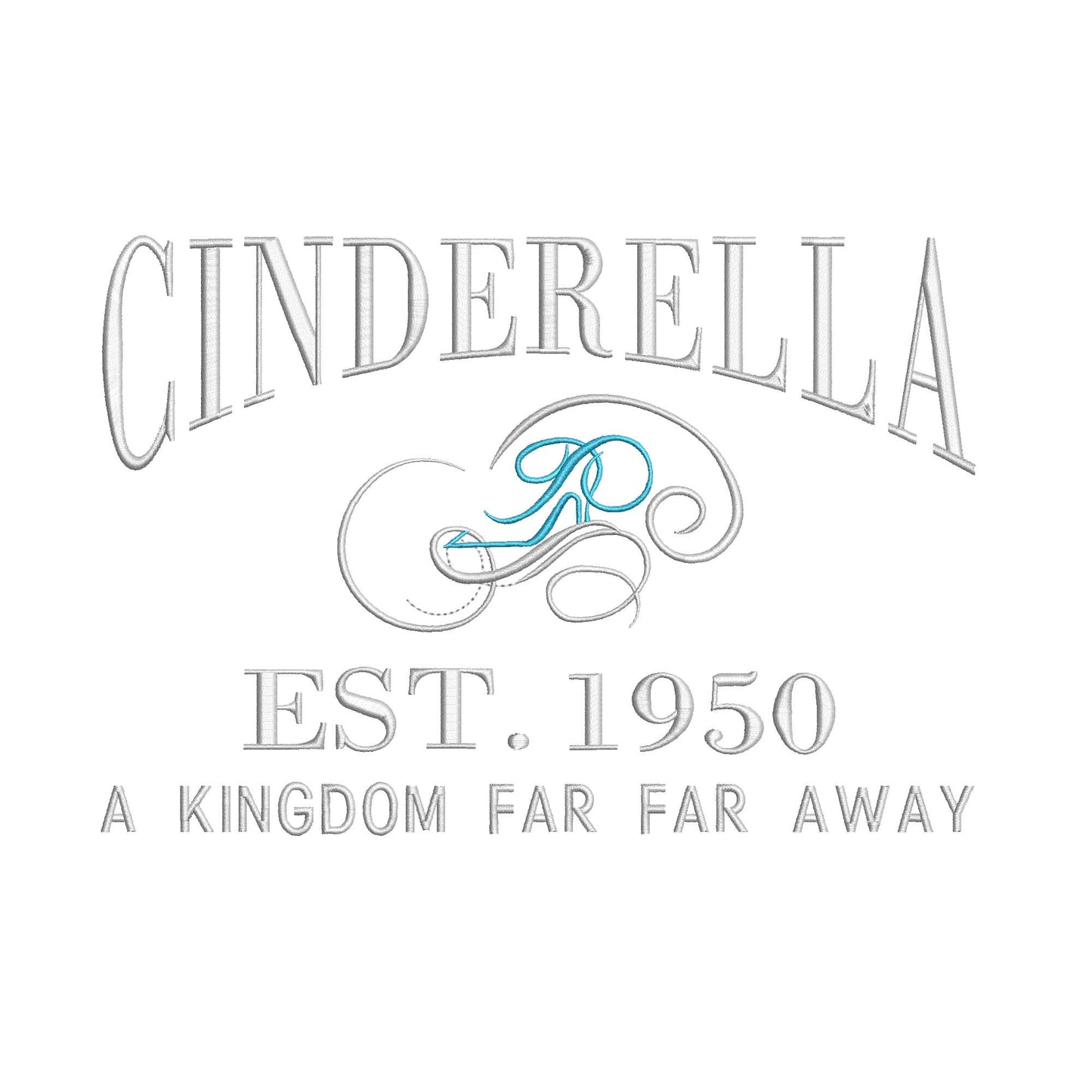 Princess Cinderella Logo Machine Embroidery. Established 1950.