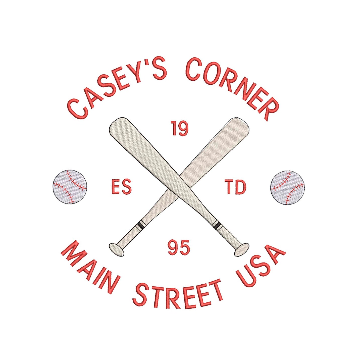 Casey's Corner Main Street USA Magic Kingdom Machine Embroidery.