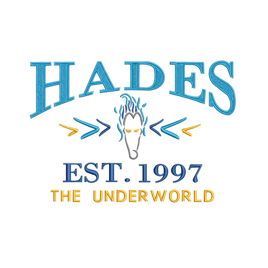 Hades from Hercules Machine Embroidery. Established 1997.