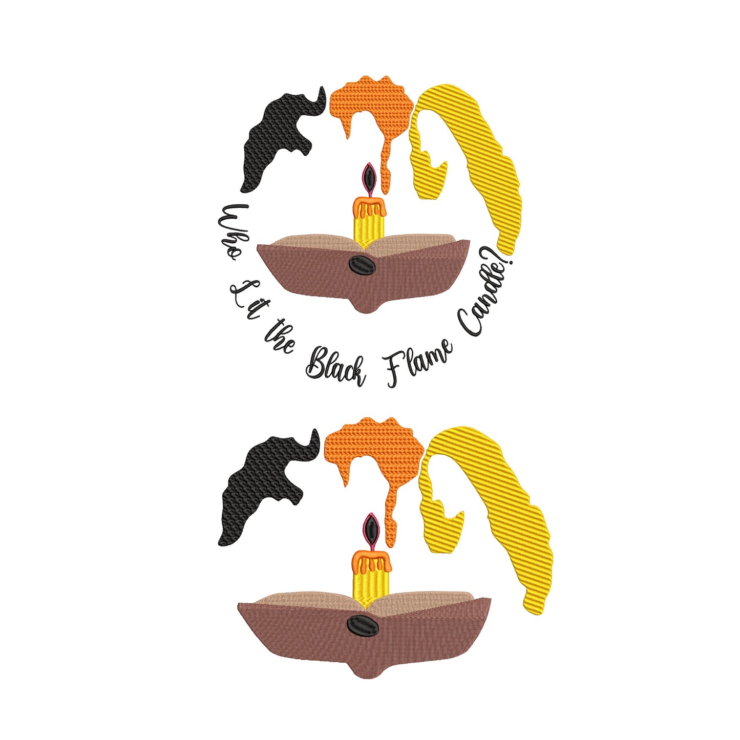 Hocus Pocus Movie Inspired Machine Embroidery Design File. Who lit the Black Flame Candle? 8 sizes