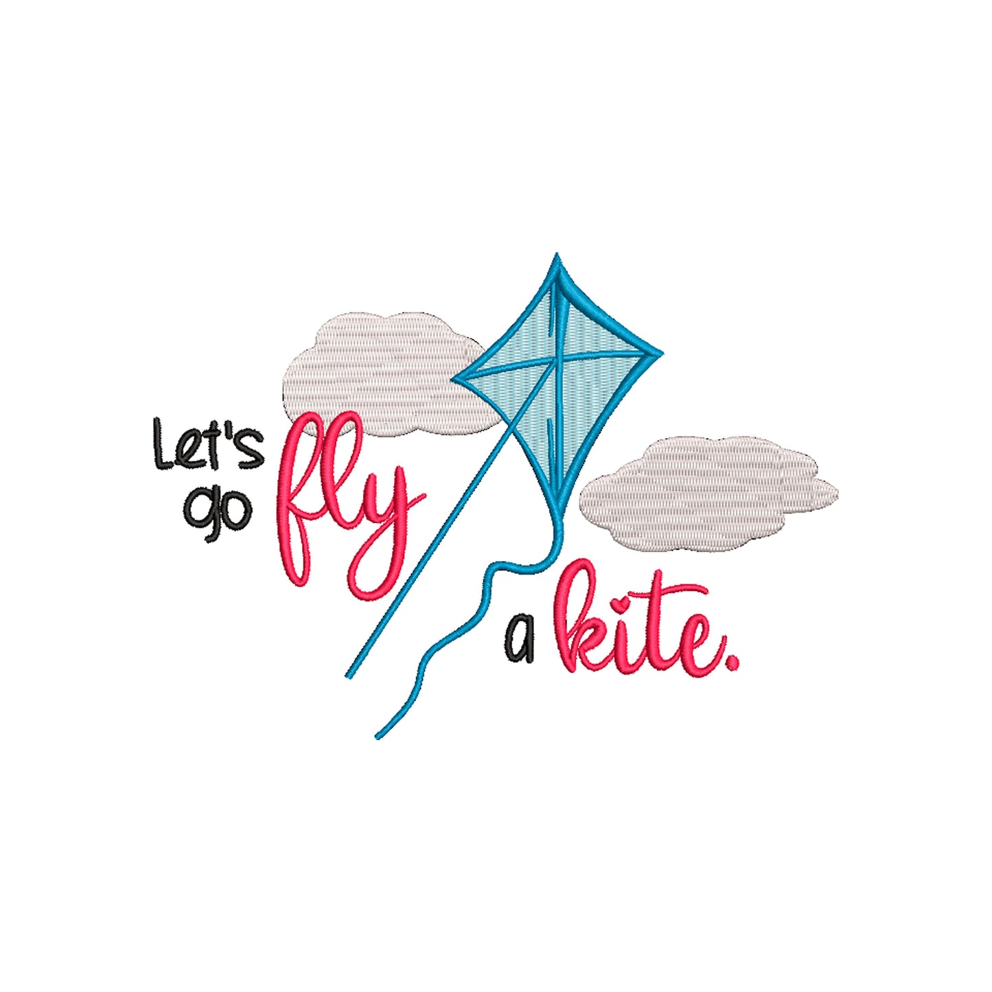 Mary Poppins inspired Machine Embroidery Design. Let's Go Fly a Kite.  Both Filled and Applique