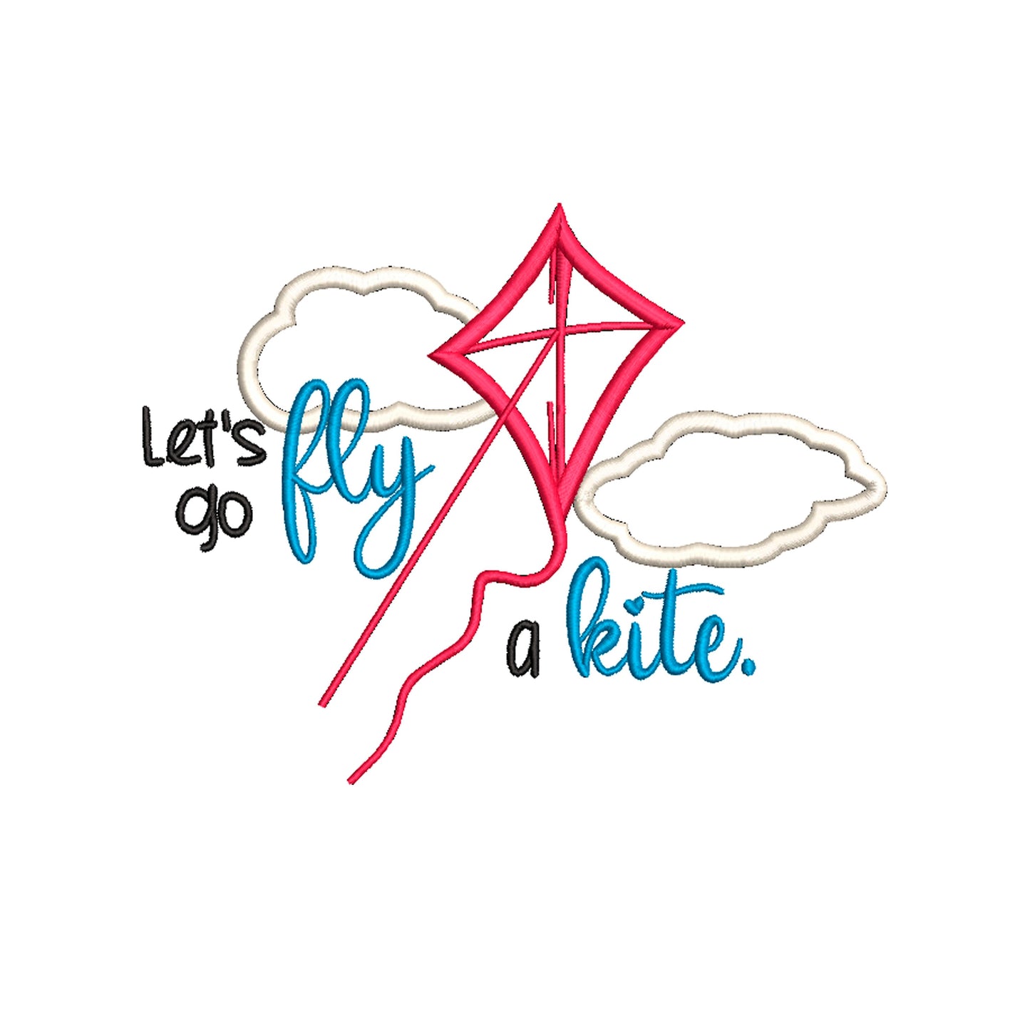 Mary Poppins inspired Machine Embroidery Design. Let's Go Fly a Kite.  Both Filled and Applique